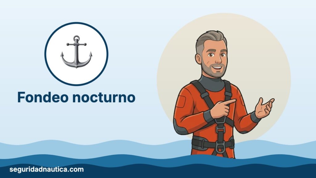 Ilustración: Fondeo nocturno — Seguridad Náutica
