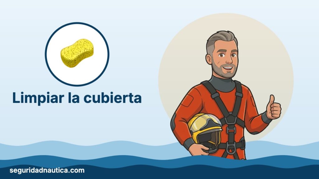 Ilustración: Limpiar la cubierta — Seguridad Náutica
