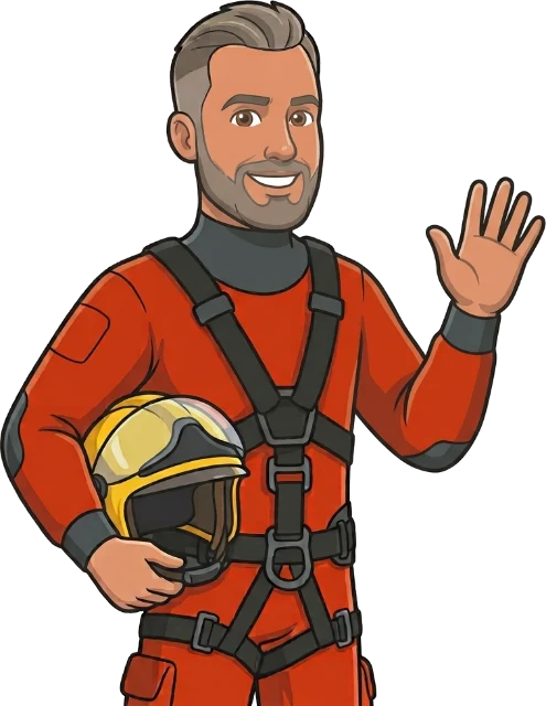 Ilustración del rescatador de Seguridad Náutica saludando